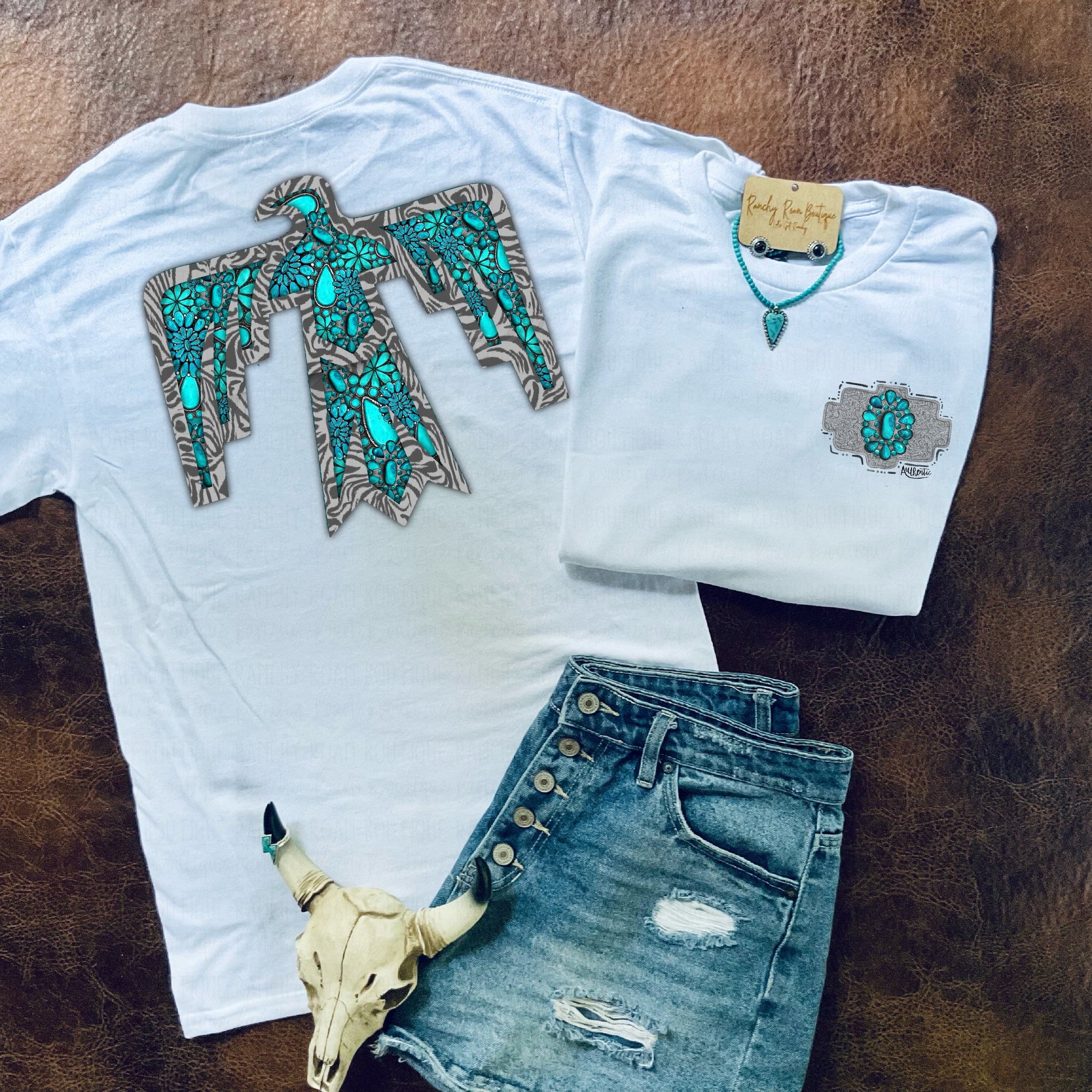 Authentic Turquoise Thunderbird Tee - Ranchy Roan Boutique 