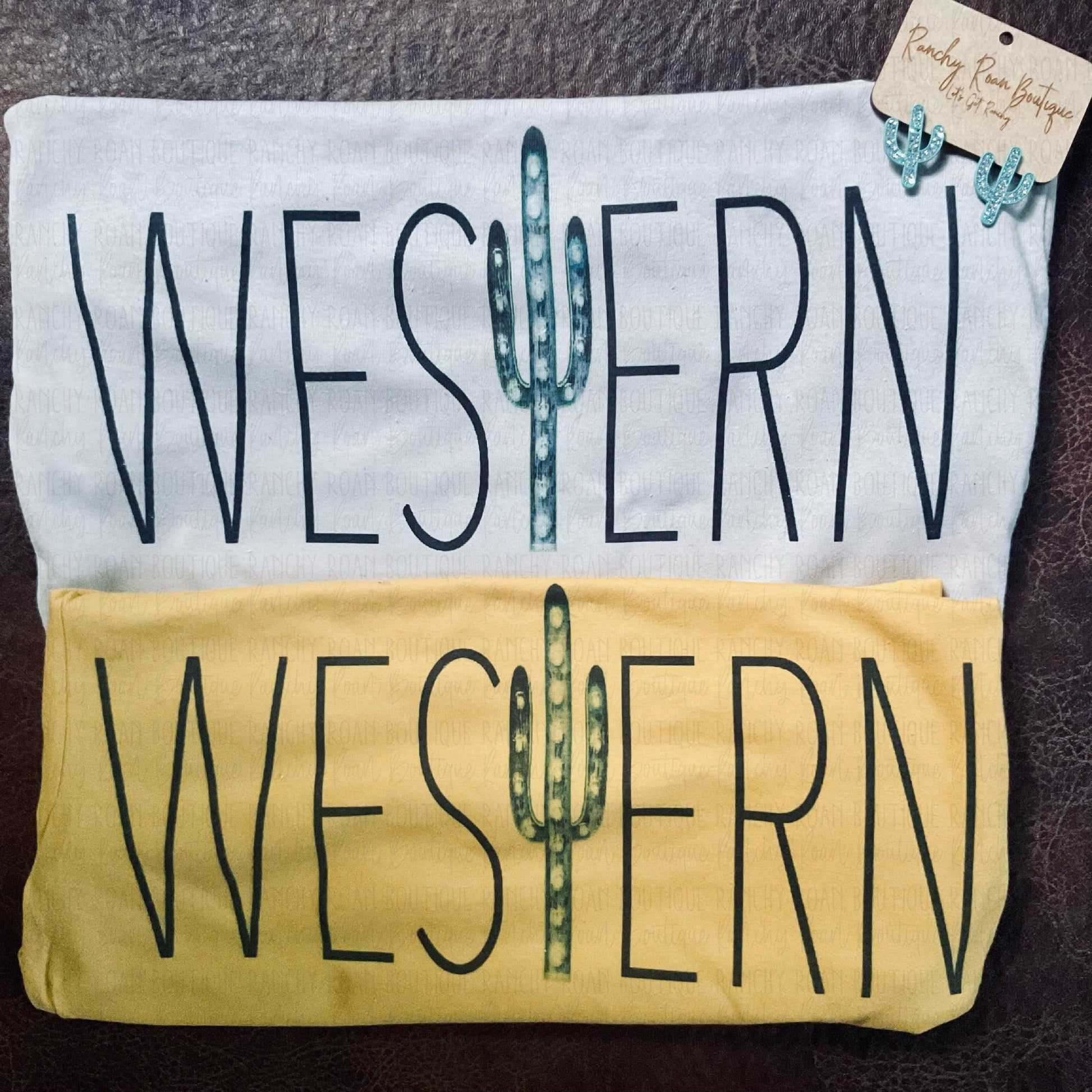 Western Cactus  Tee - Ranchy Roan Boutique 