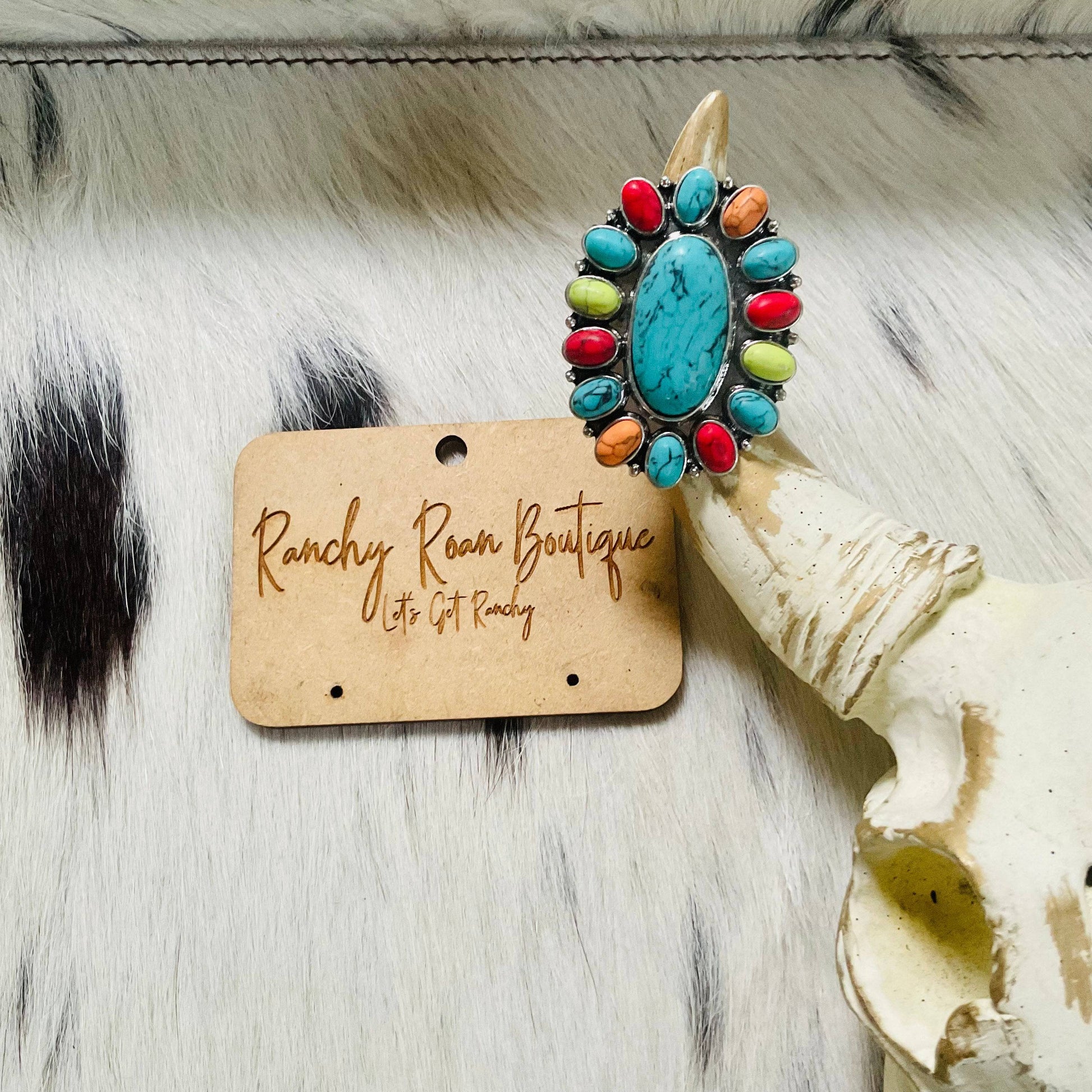 Multi Colored Western Style Stretch Ring - Ranchy Roan Boutique 