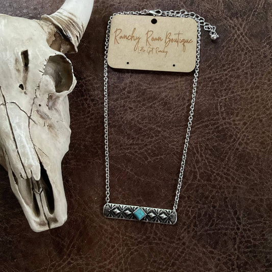 Aztec Line Bar Turquoise Necklace - Ranchy Roan Boutique 