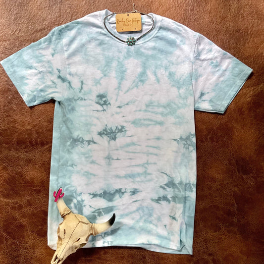 Teal Tie Dyed Blank Tee - Ranchy Roan Boutique 