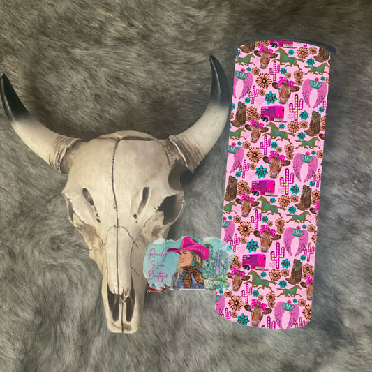 Glam Pink College Western Tumbler - Ranchy Roan Boutique 