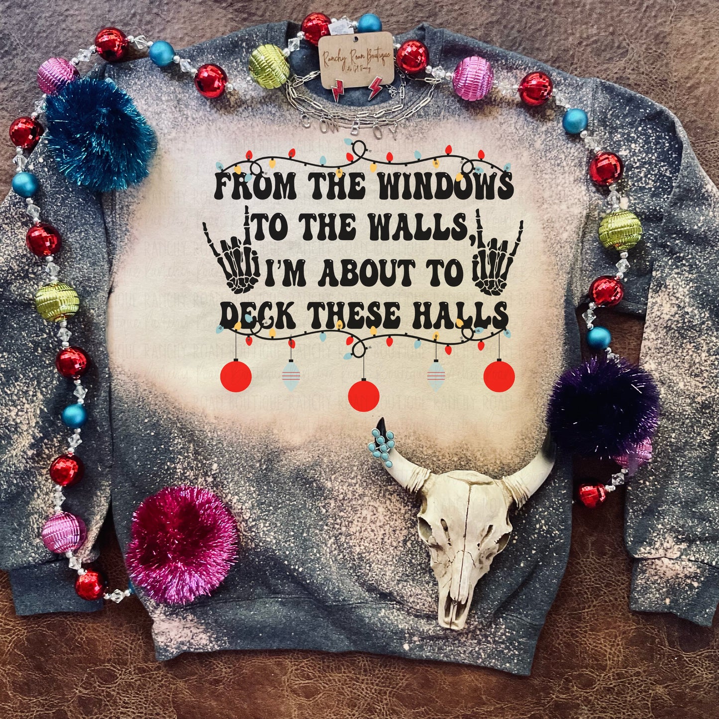 Deck The Halls Western Sweatshirt - Ranchy Roan Boutique 