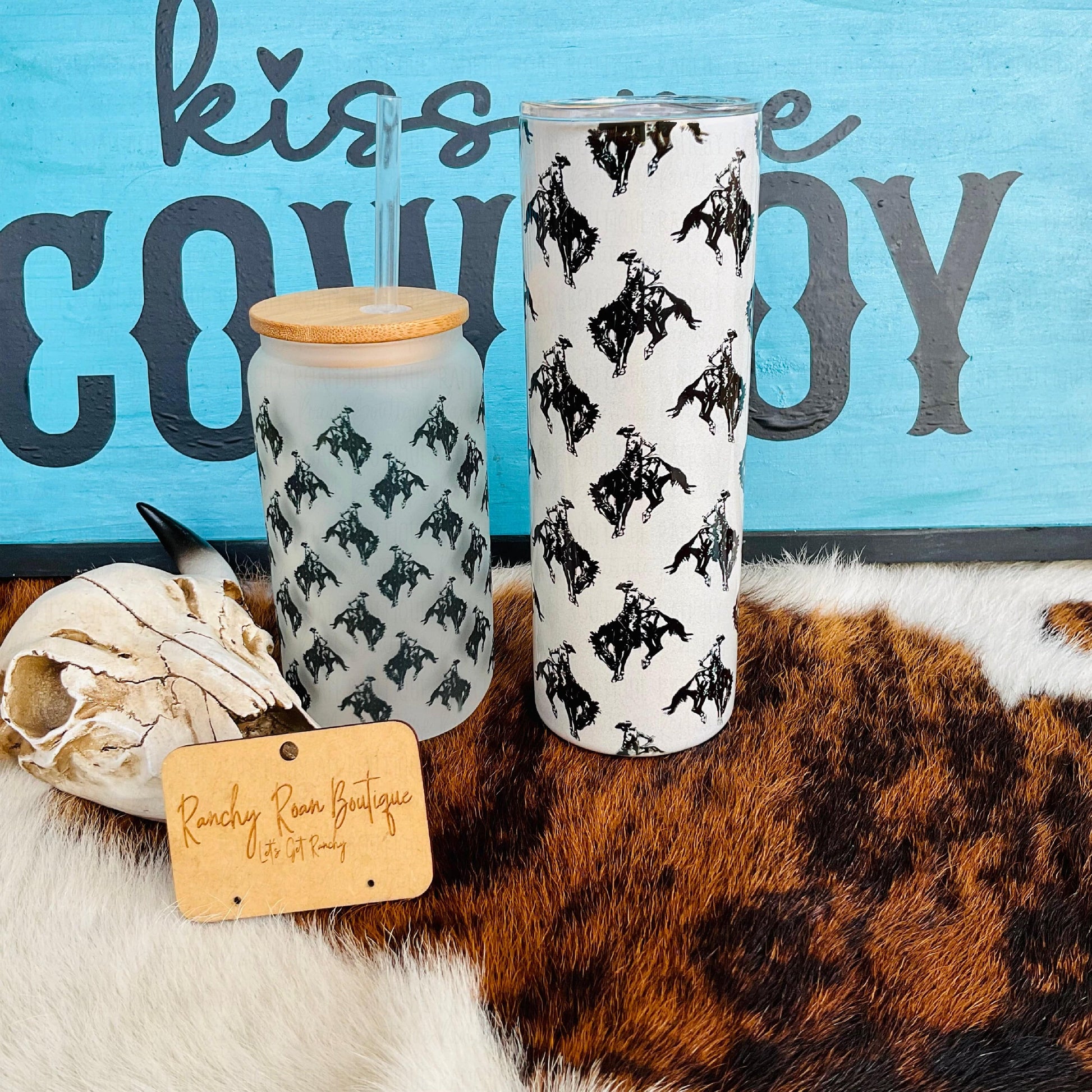 Rodeo Bucking Bronc 20oz Shimmer Skinny Tumbler - Ranchy Roan Boutique 