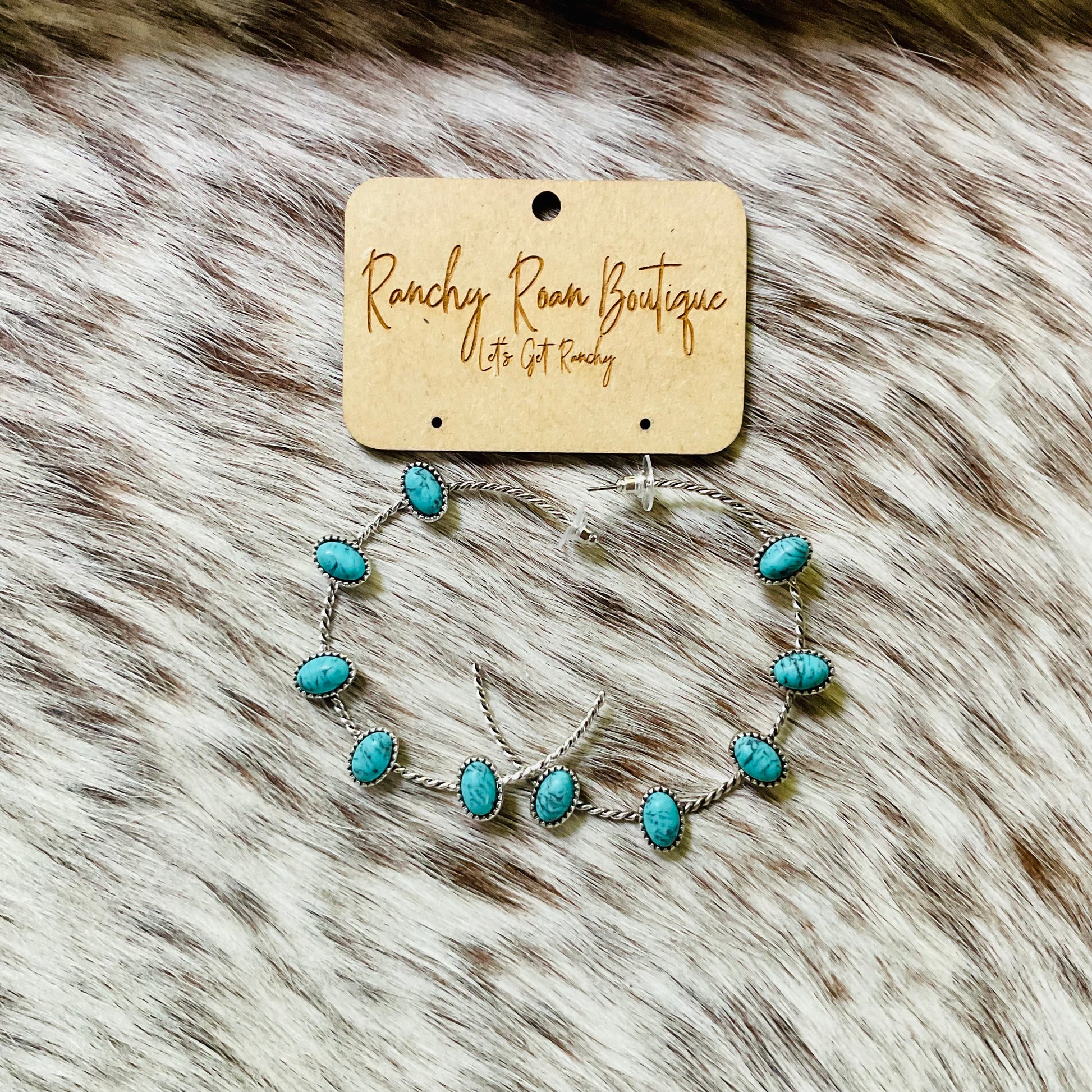 Western Stone Hoop Earrings - Ranchy Roan Boutique 