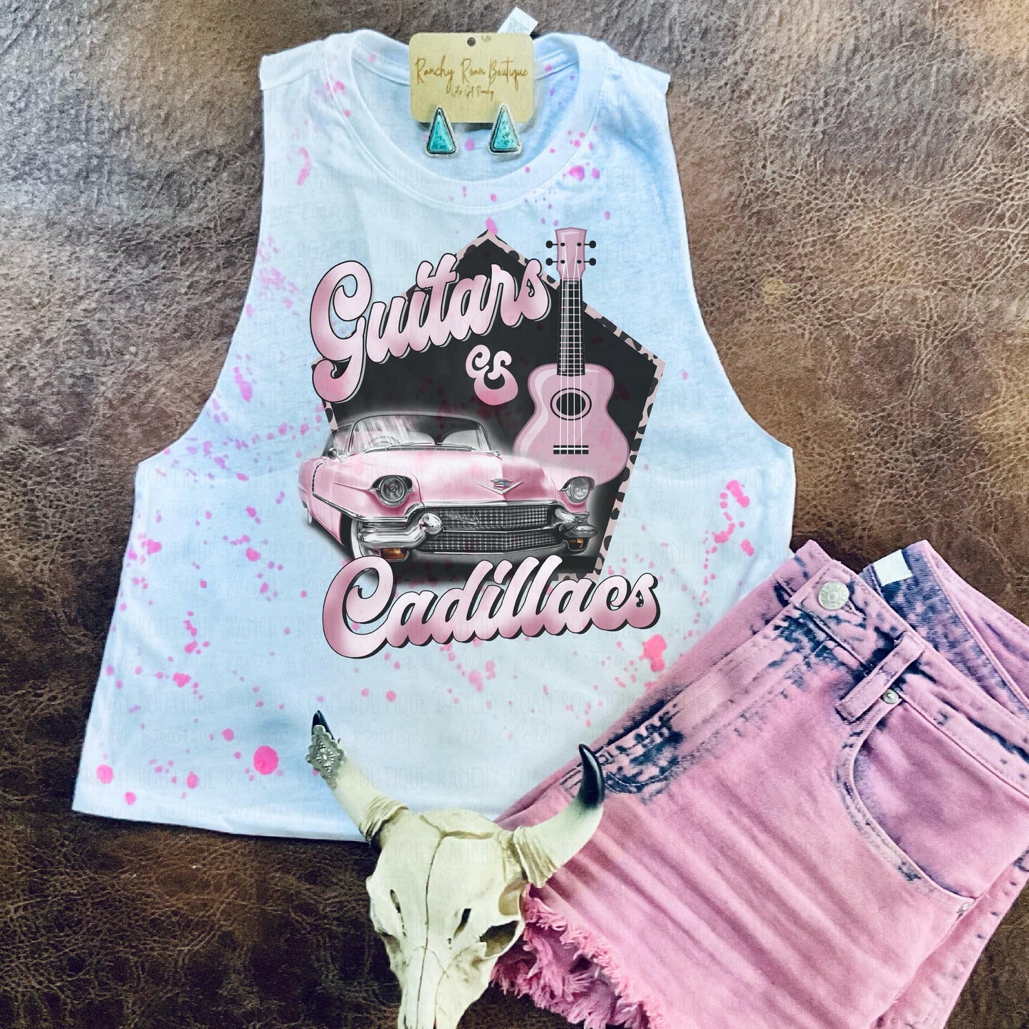 Guitars and Cadillacs Crop - Ranchy Roan Boutique 