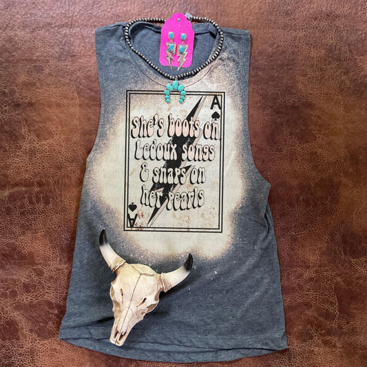 She’s Boots on Ledoux Songs Tank - Ranchy Roan Boutique 