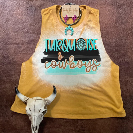 Turquoise & Cowboys Crop - Ranchy Roan Boutique 