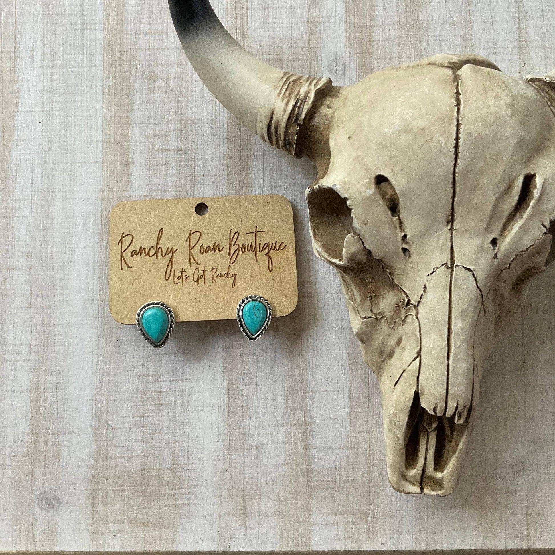 Turquoise Pear Stud earrings - Ranchy Roan Boutique 