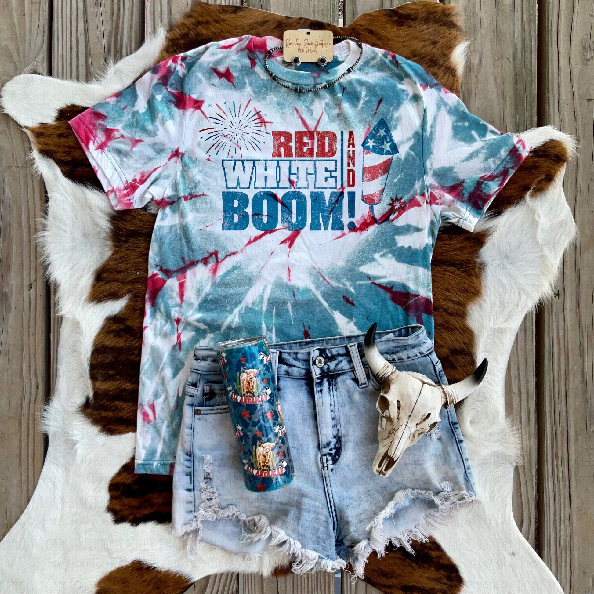 Red, White and Boom Tee - Ranchy Roan Boutique 