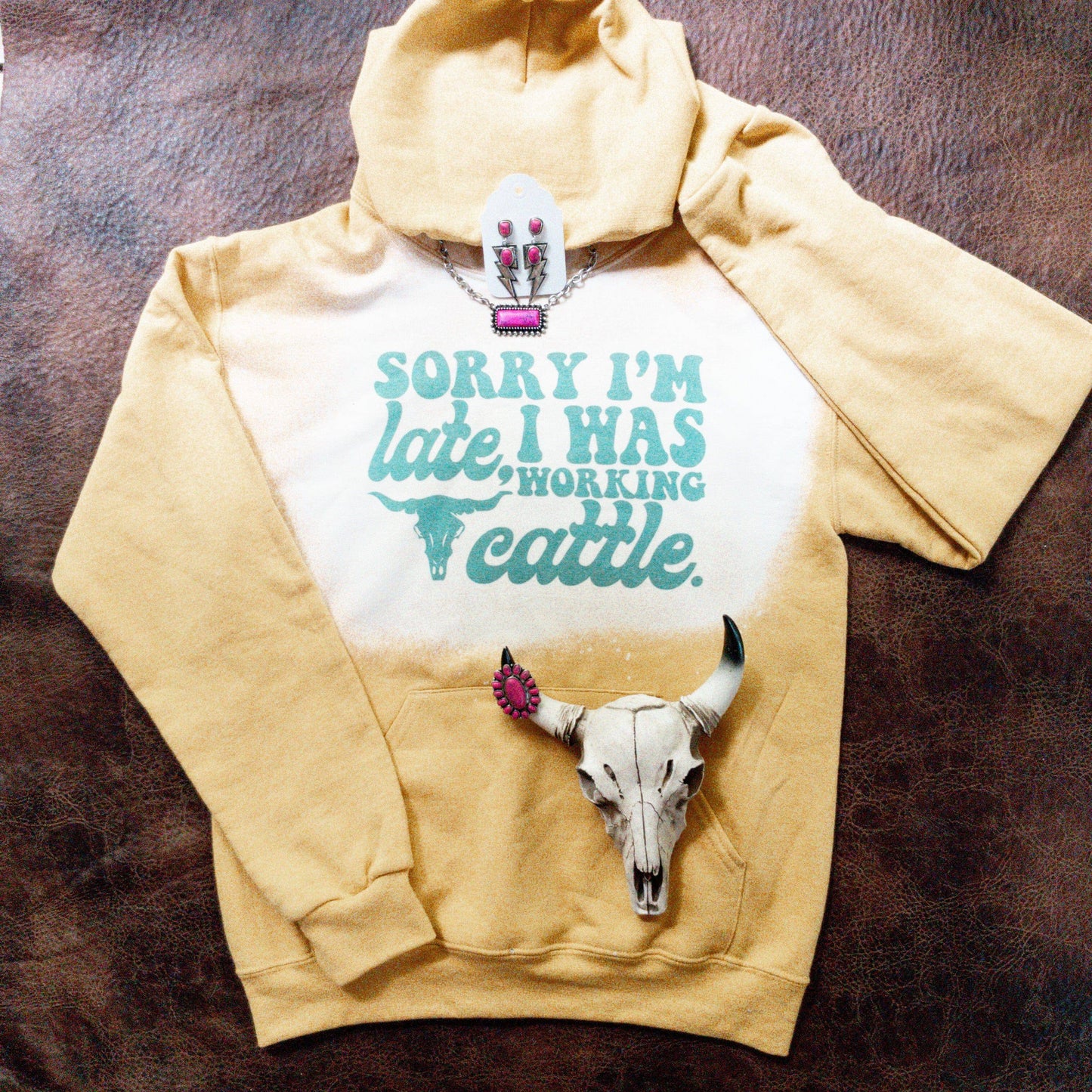 Sorry I’m Late I was Working Cattle Hoodie - Ranchy Roan Boutique 