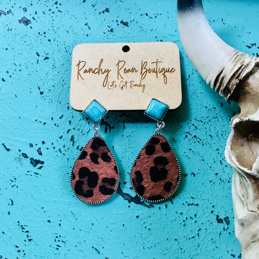 Teardrop Leather Drop Post Western Earrings - Ranchy Roan Boutique 