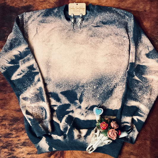 Bleached Blank Black Heather Sweatshirt - Ranchy Roan Boutique 