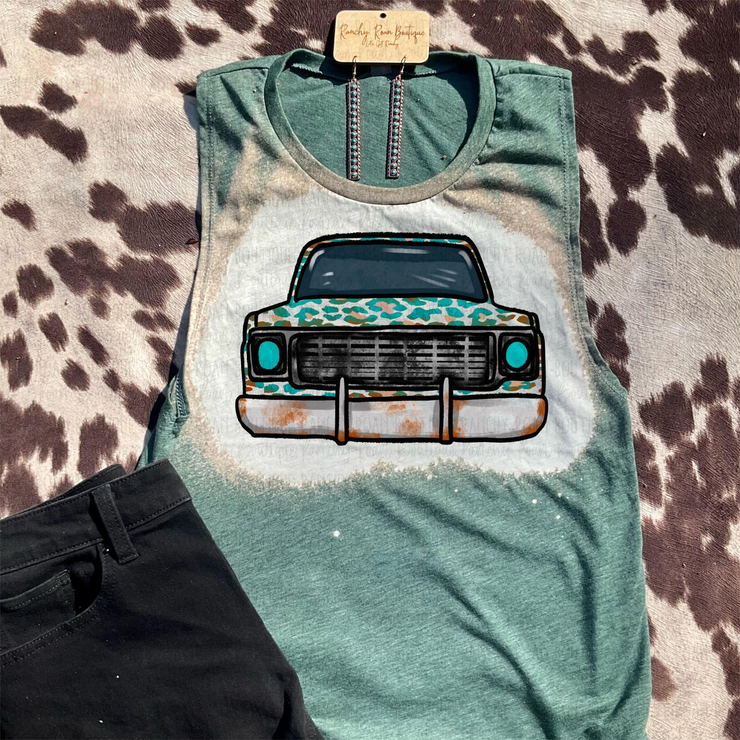 Old School Leopard Truck Tank - Ranchy Roan Boutique 