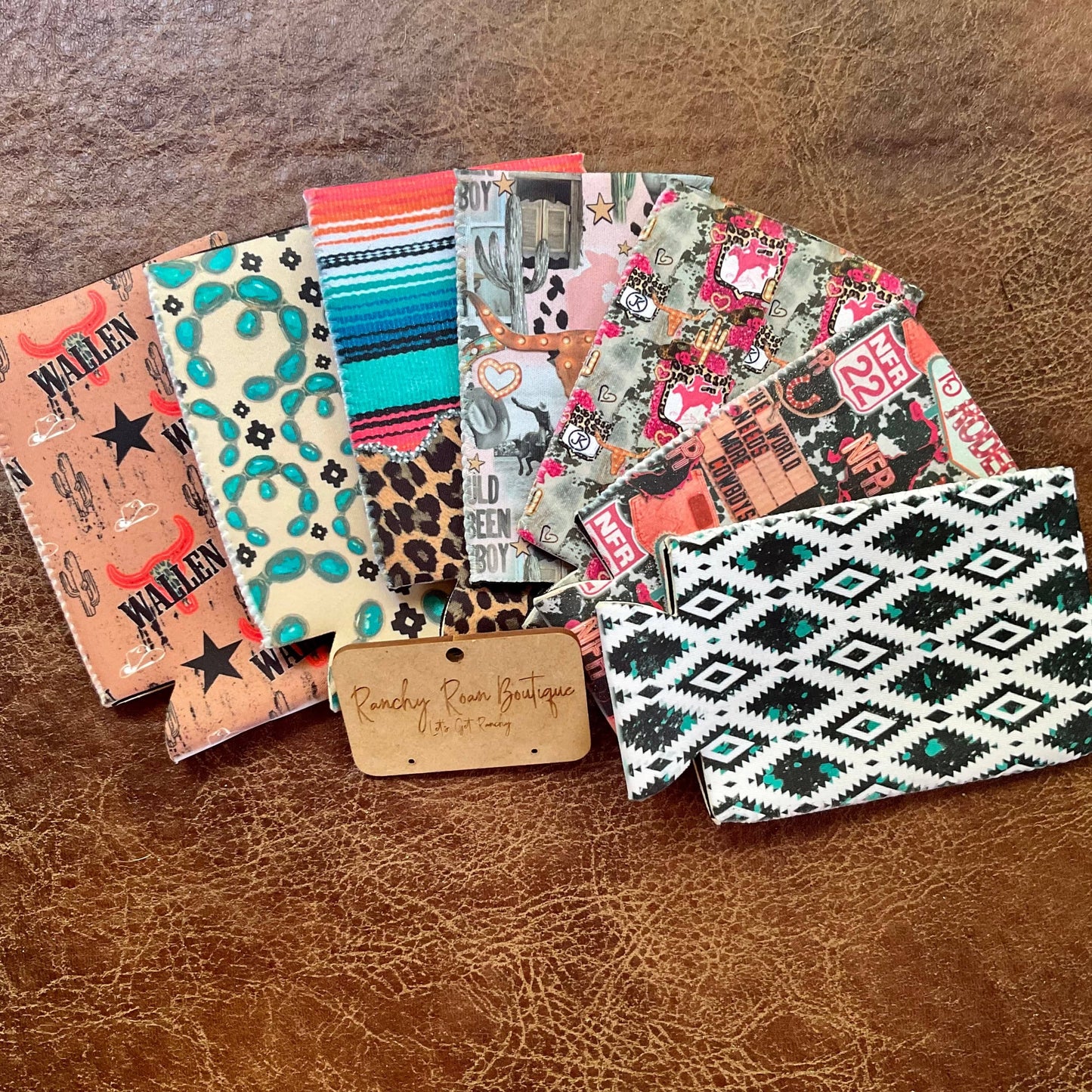 Aztec Turquoise Slim Koozie - Ranchy Roan Boutique 