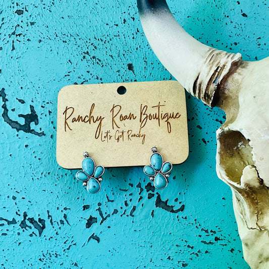 Turquoise Tri Stone Western Studs - Ranchy Roan Boutique 
