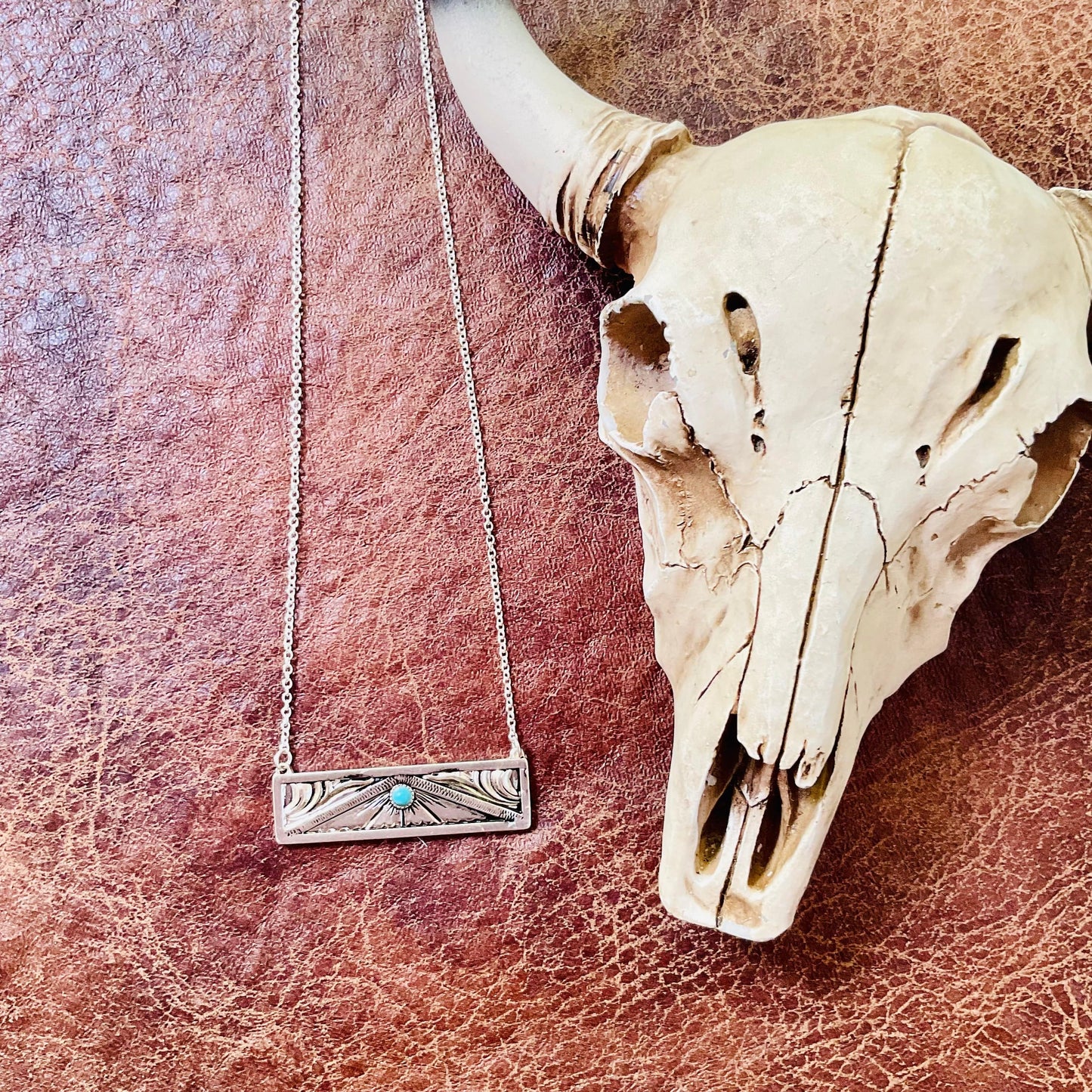 Line Bar Pendant Turquoise  Necklace - Ranchy Roan Boutique 