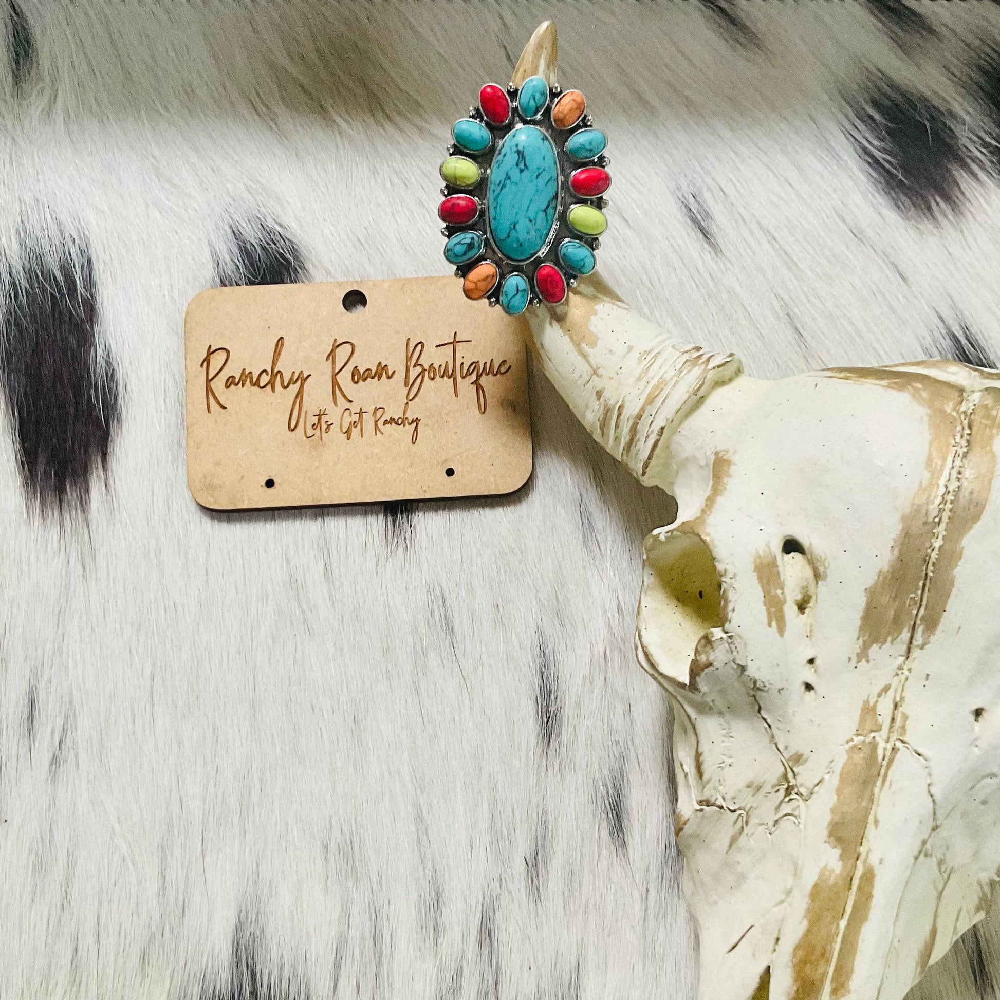 Multi Colored Western Style Stretch Ring - Ranchy Roan Boutique 