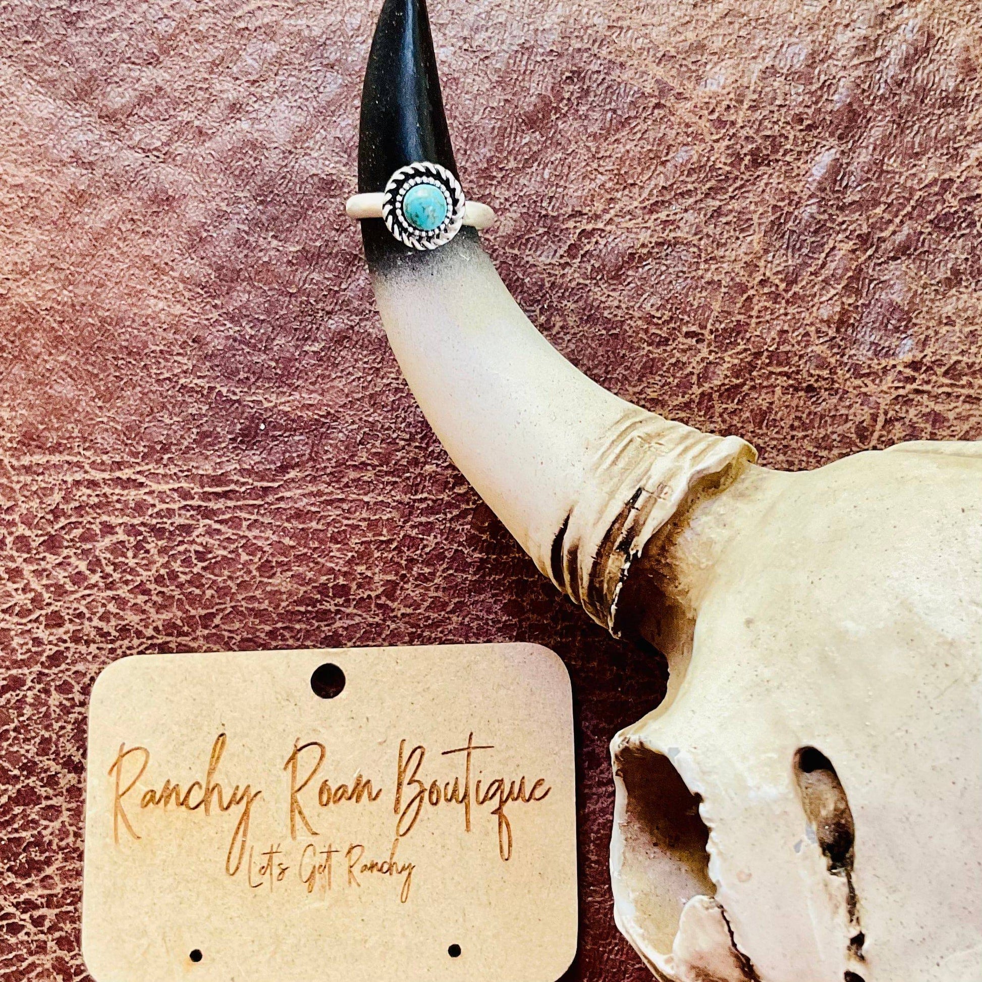 Dainty Turquoise Round Western Ring - Ranchy Roan Boutique 