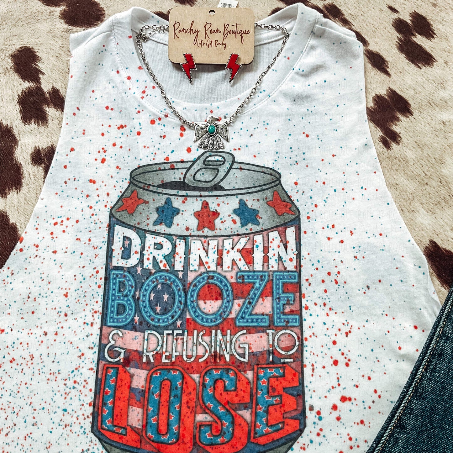 Drinkin Booze & Refusing to Lose crop - Ranchy Roan Boutique 