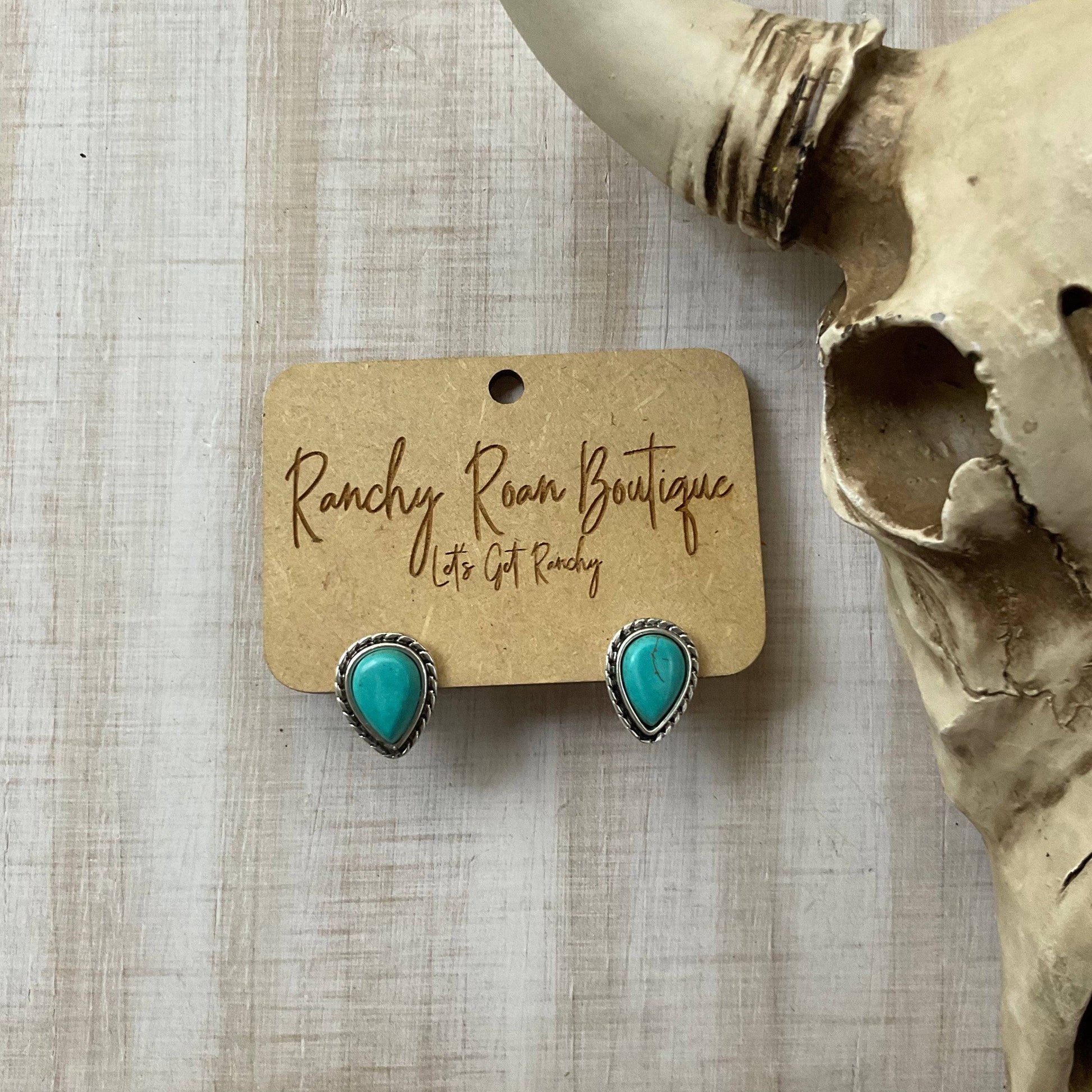 Turquoise Pear Stud earrings - Ranchy Roan Boutique 