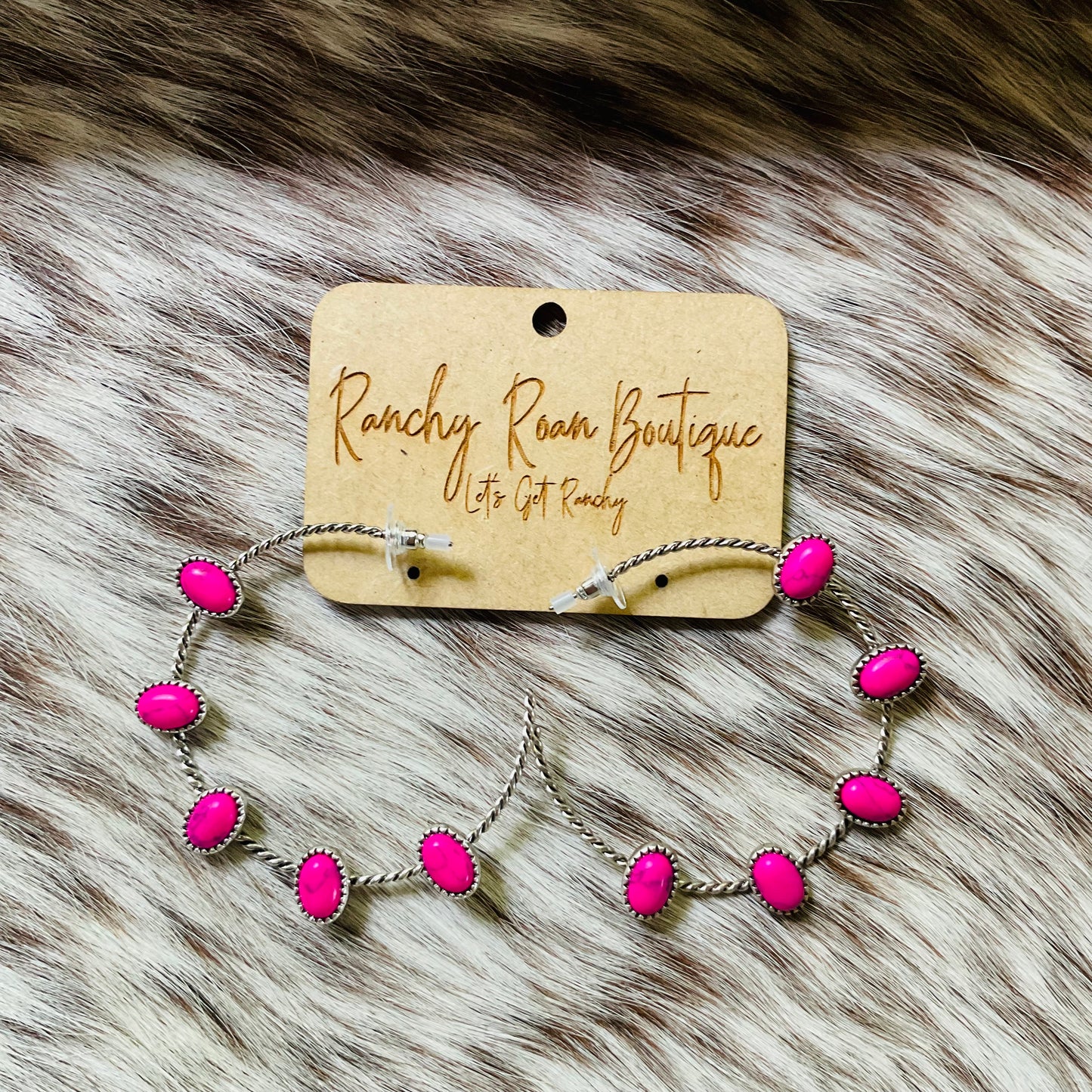 Western Stone Hoop Earrings - Ranchy Roan Boutique 