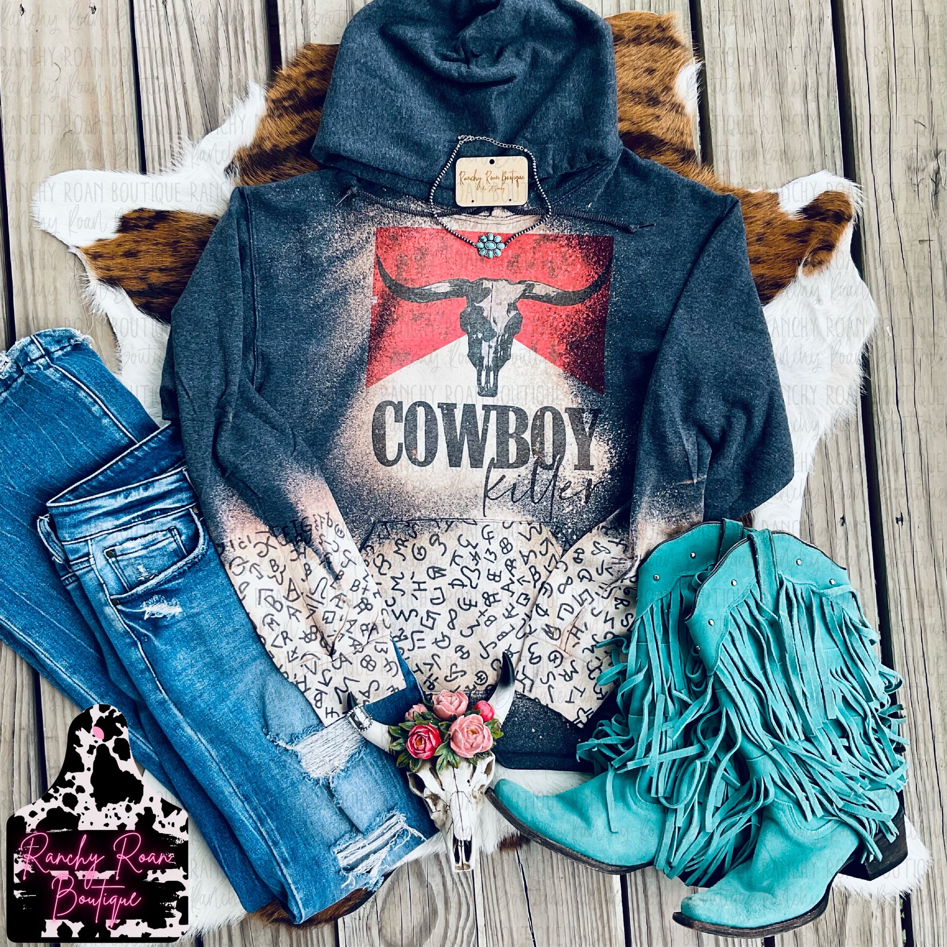 Cowboy Killer Cattle Brand Hoodie - Ranchy Roan Boutique 