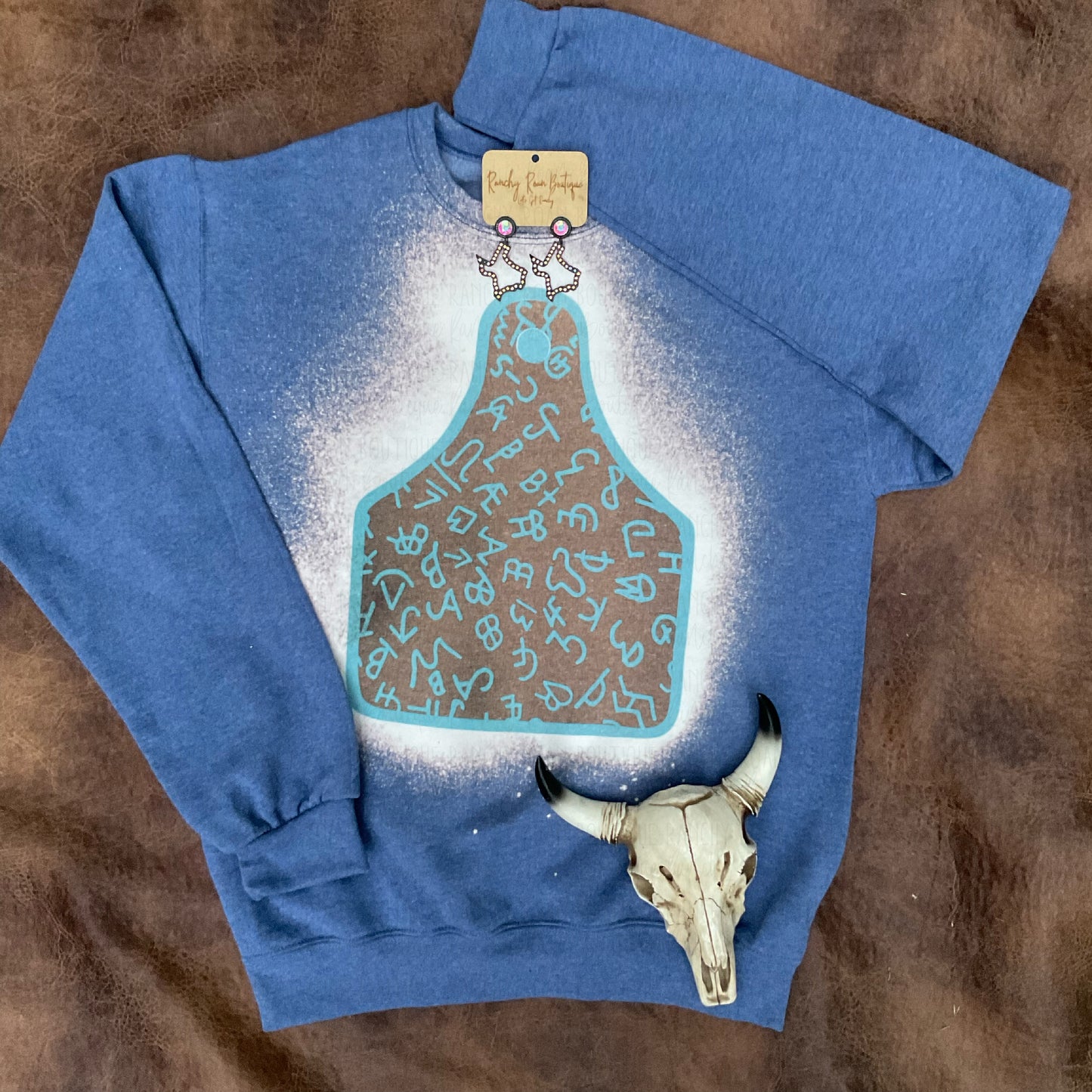 Cattle Brand Cow Tag Sweatshirt - Ranchy Roan Boutique 