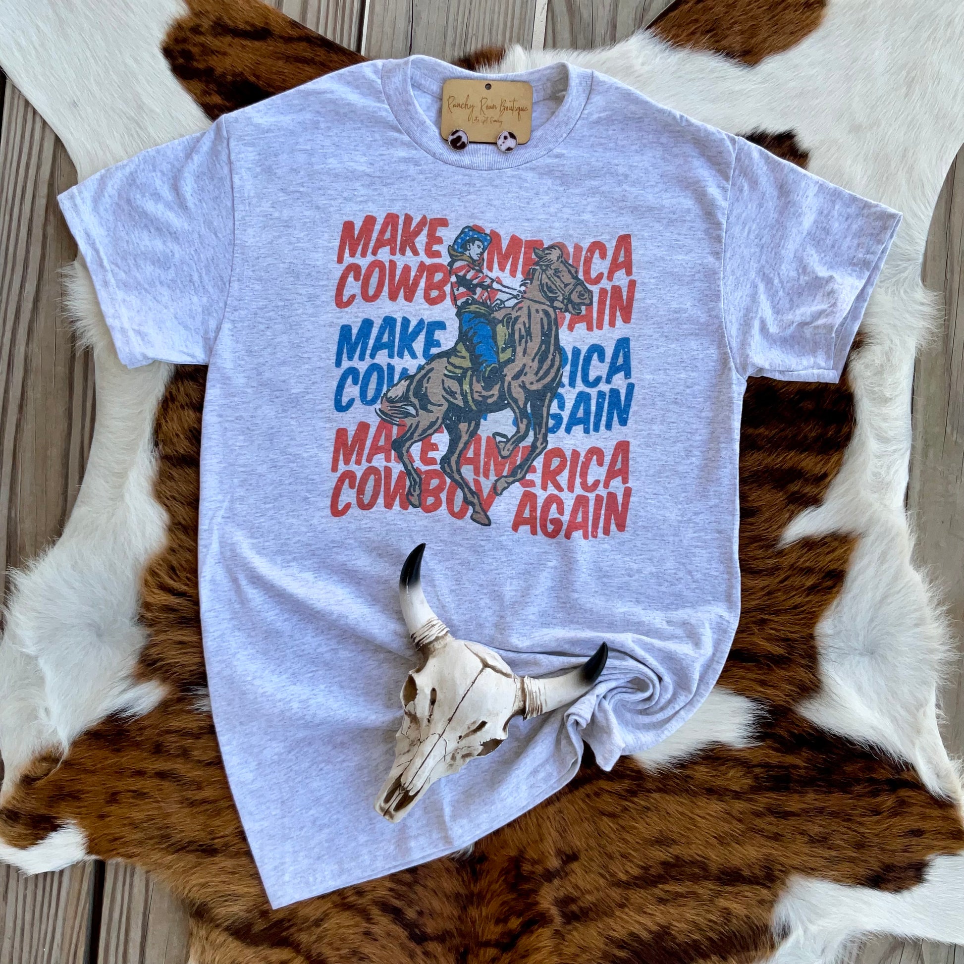 Make America Cowboy Again Vintage Tee - Ranchy Roan Boutique 