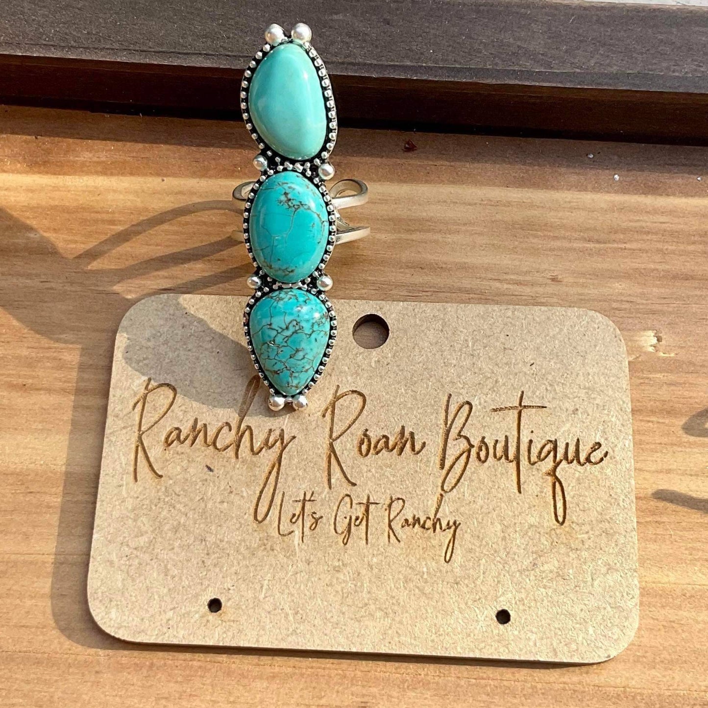 3 Stone Turquoise Ring - Ranchy Roan Boutique 