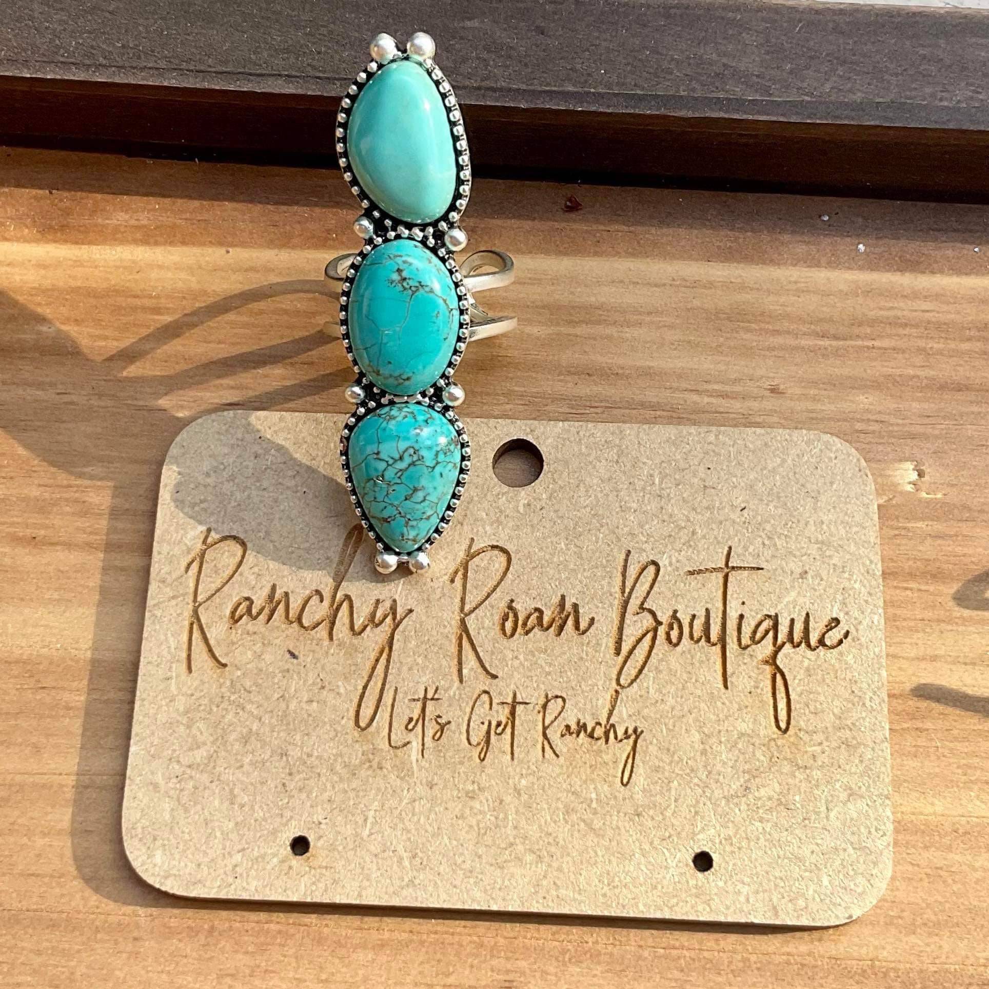 3 Stone Turquoise Ring - Ranchy Roan Boutique 