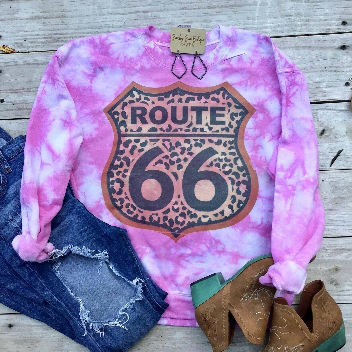 Route 66 Distressed Sweatshirt.